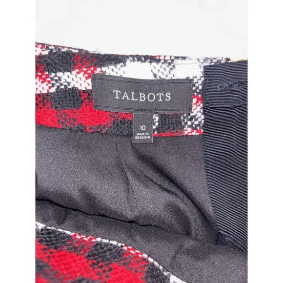 Talbots Women’s Red & Black Tweed Plaid Wool Pencil Midi Skirt, Size 10 - Picture 6 of 6